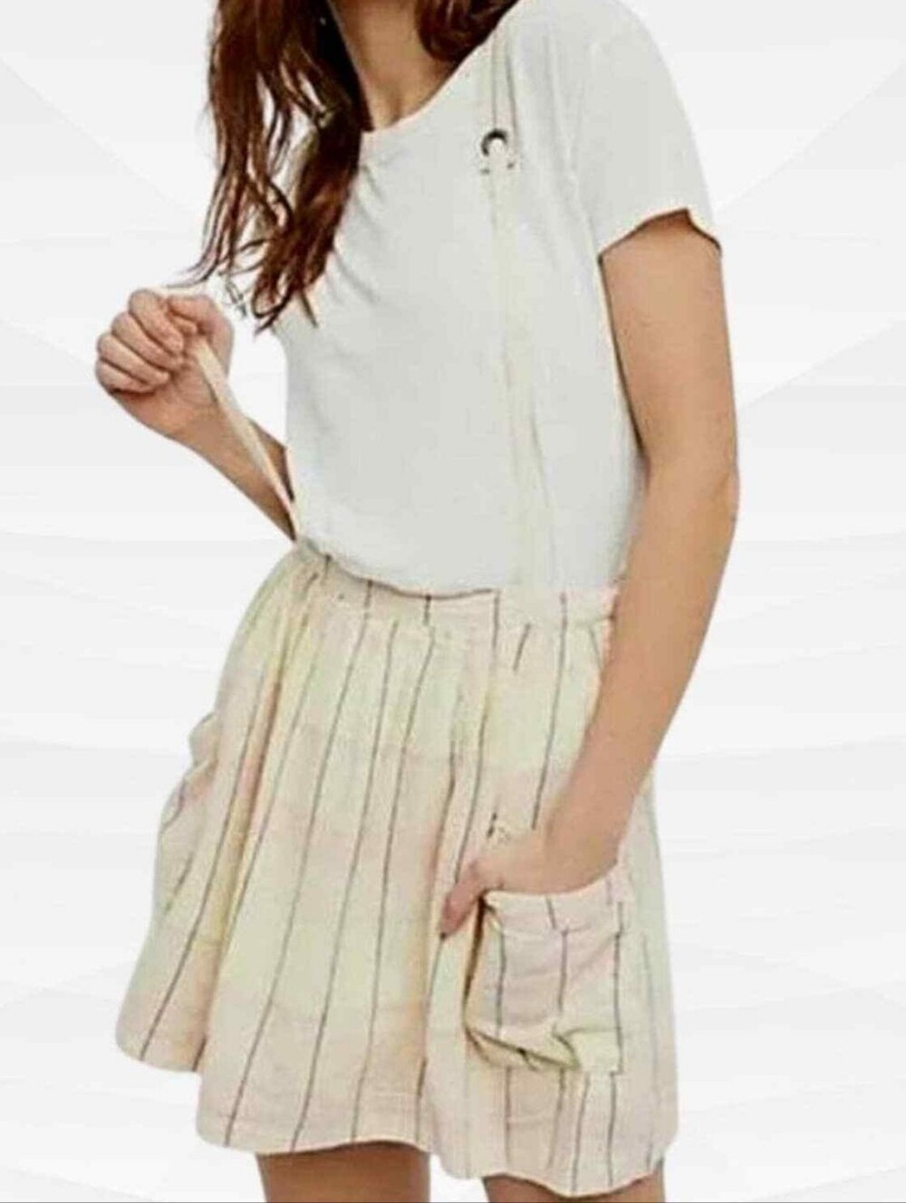 Free People Plaid Breeze Suspender Skirt Linen Pink Plaid Size 2
